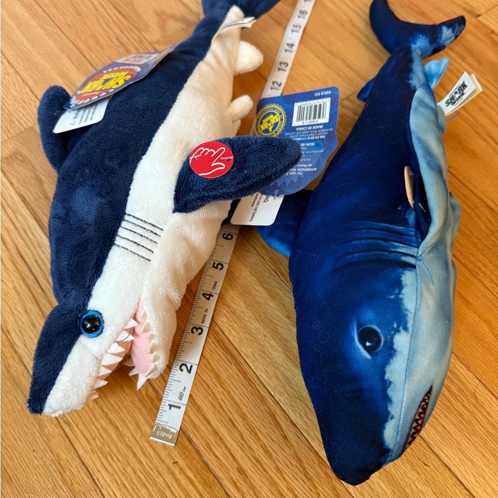 Shark Plush Toy Set in Blue and White